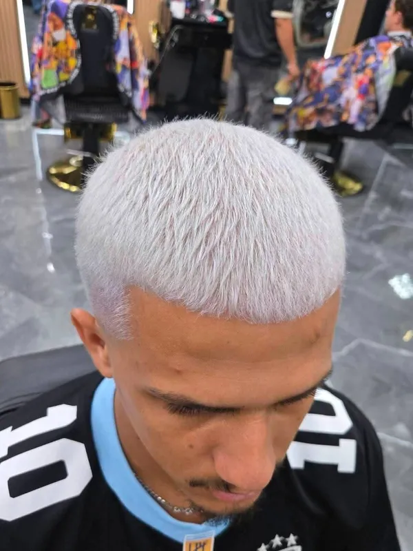 Platinum buzz cut with a line up