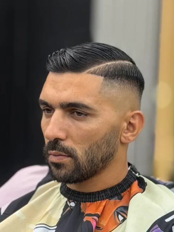 Burst fade with a design line