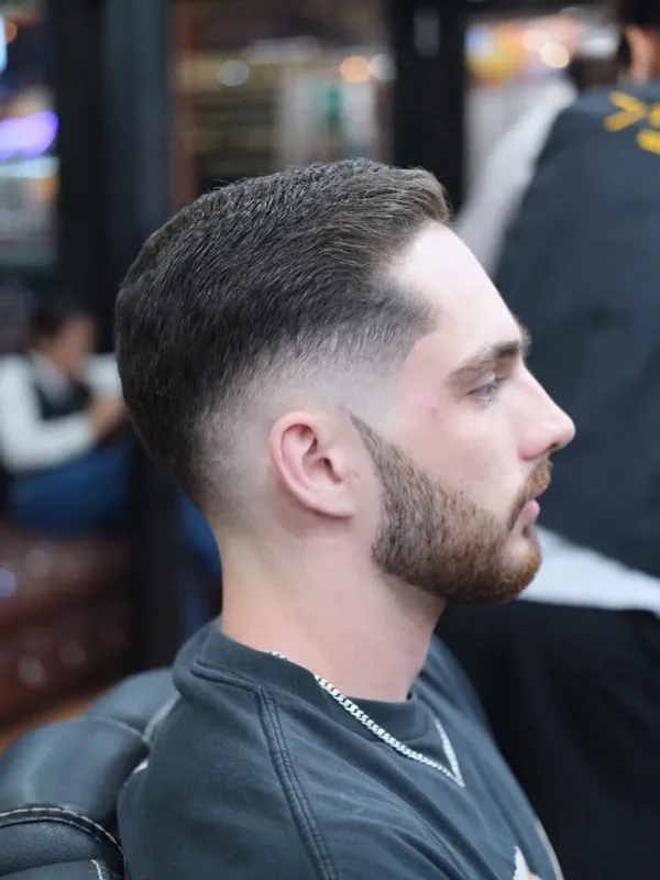 Pompadour with a low fade