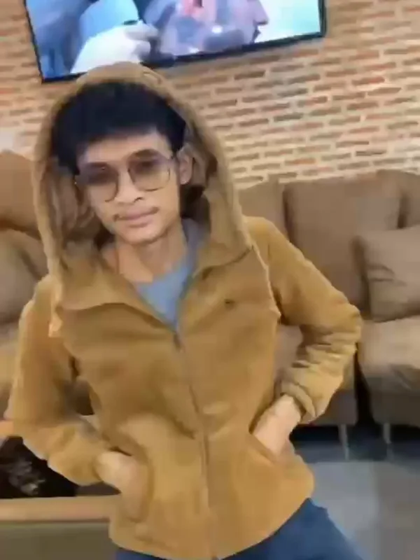 Curly perm in a hoodie