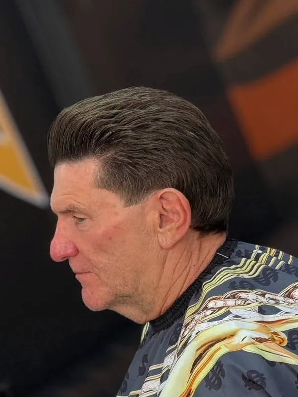 Classic scissor cut slicked back