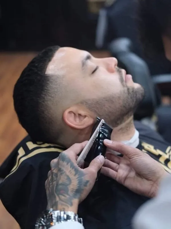 Beard lined up with trimmers