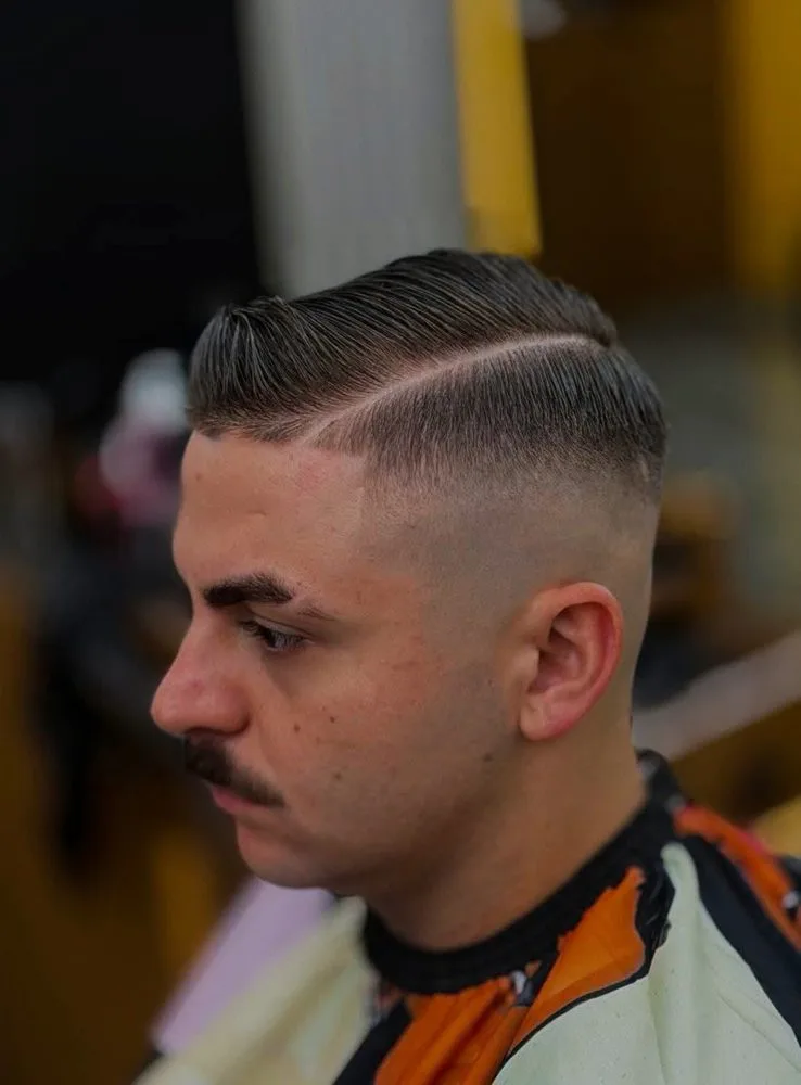Side part with razor line
