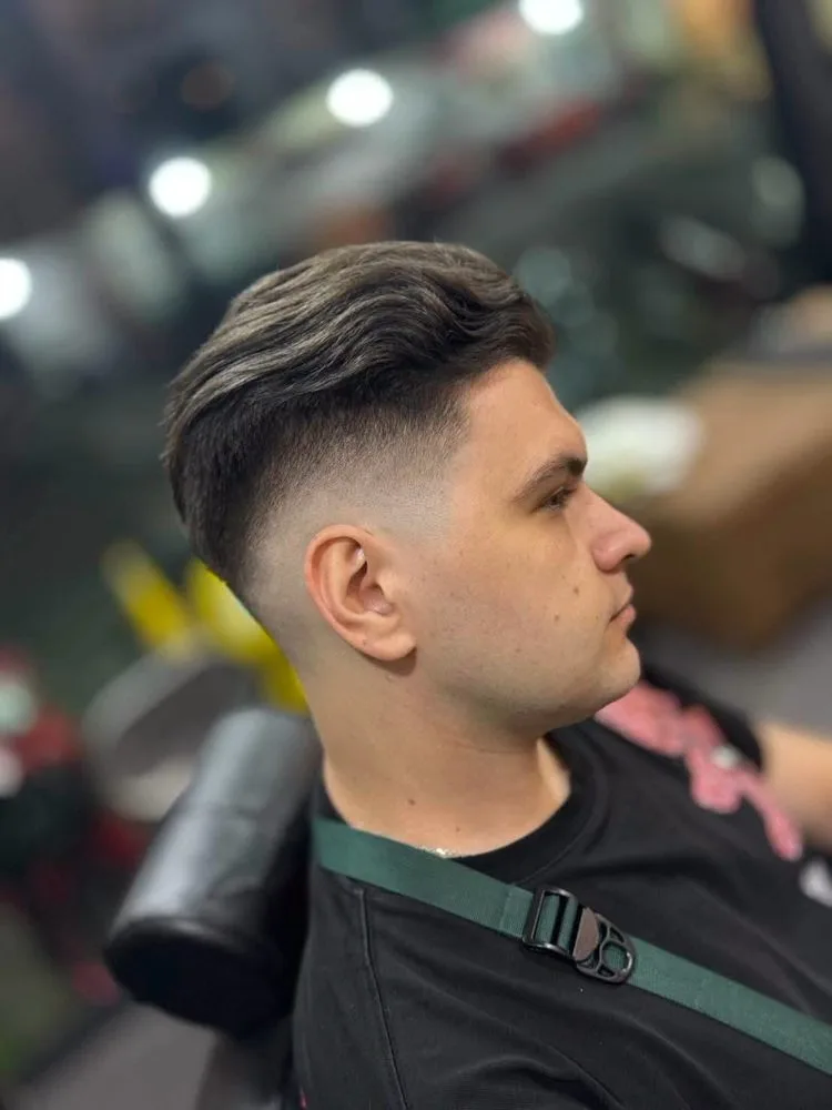 Textured quiff with fade